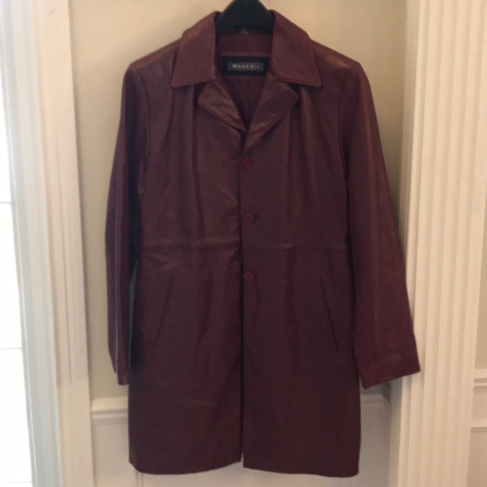 Whet Blue Genuine Leather Trench Coat